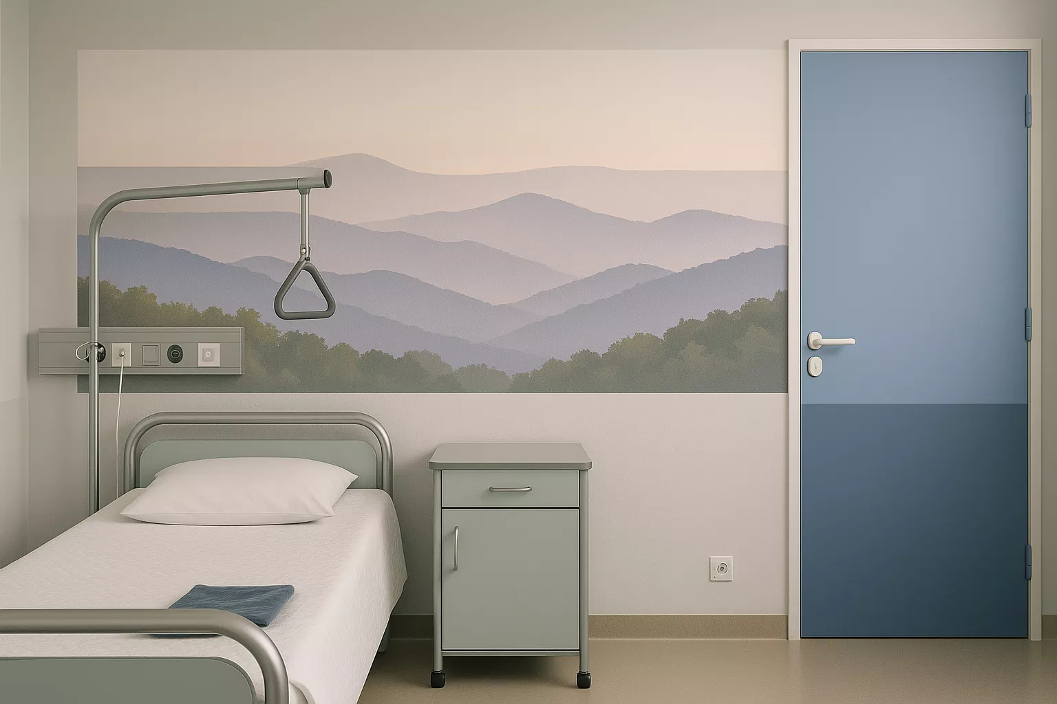chambre-hopital-image-montagne-pastel