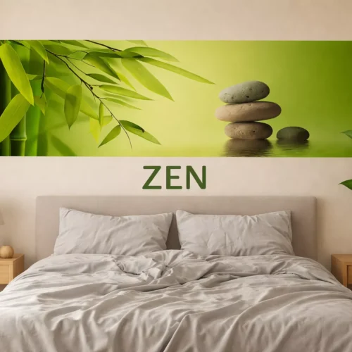 creawall-impression-murale-uv-chambre-zen-bambou-lit-gris.webp